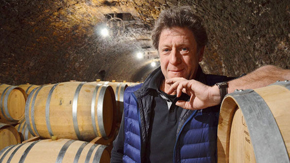 Anselme Selosse in his barrel cellar
