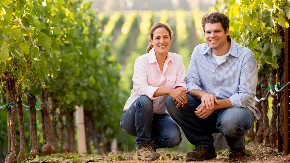 Bibiana González Rave and Jeff Pisoni in their vineyard in California.